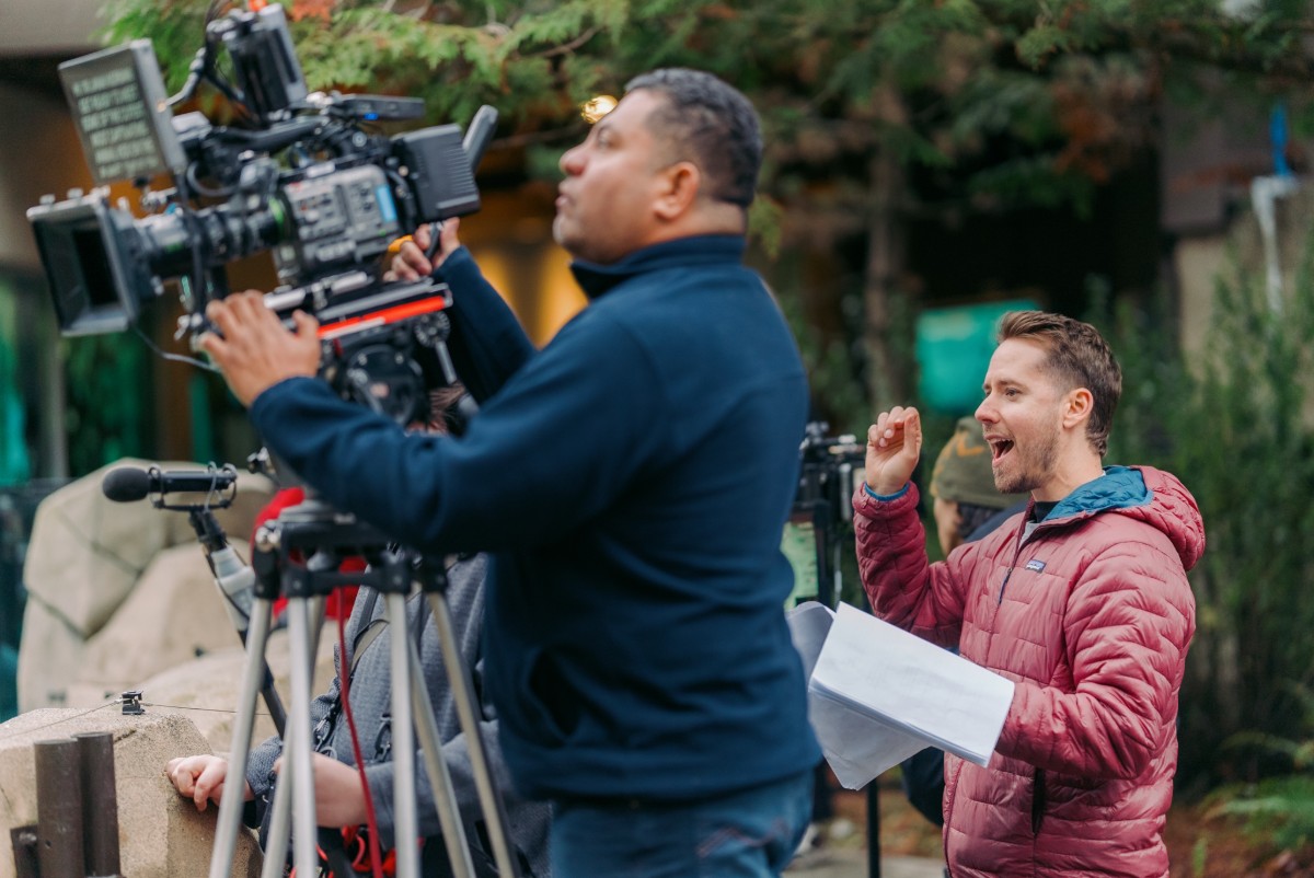 Evan Monheit directing a scene on location